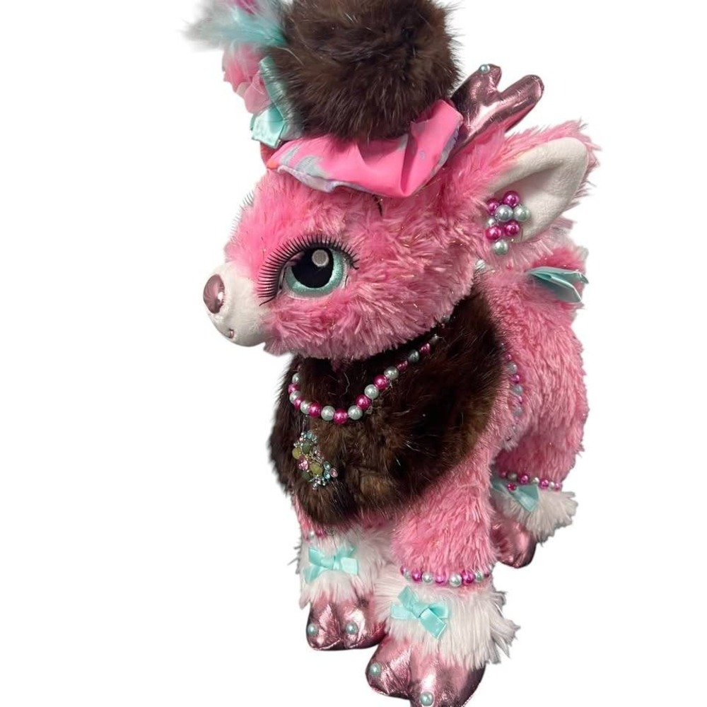 Build-A-Bear Workshop Twinkle Sparkle Pink Plush Reindeer CUSTOMIZED READ